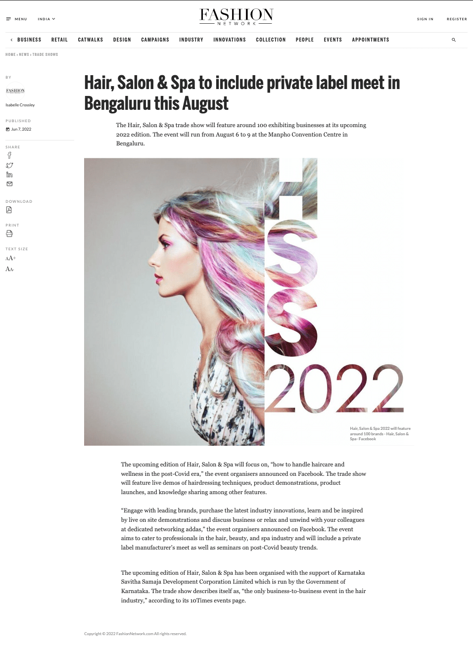 HSS2022 Featured in FASHION NETWORK